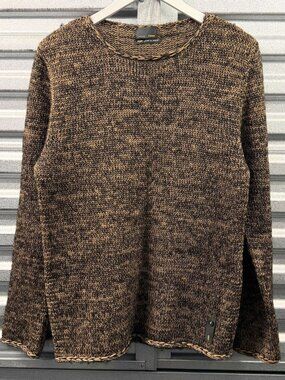 FENDI Brown Viscose Knit Monogram Logo Sweater Fatto A Mano IT 48 US M Handmade